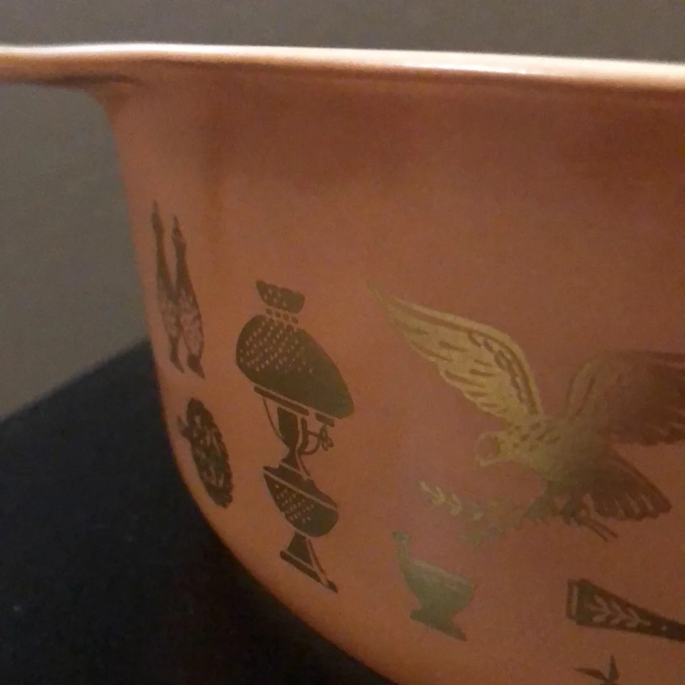 1960’s Vintage Pyrex-Americana Print in Brown/Gold-2.5 Quart Oval-No Lid - Picture 16 of 17